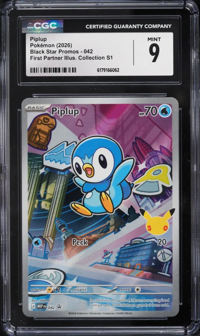 2026 Pokemon Mega Evolution Promo First Partner Illustration Full Art Piplup #42 CGC 9 MINT