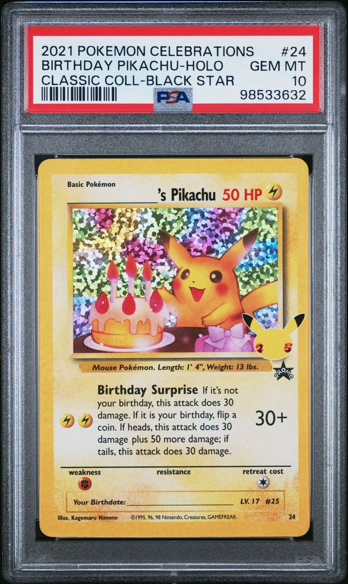 2021 #24 Birthday Pikachu-Holo PSA 10 Celebrations Classic Collection