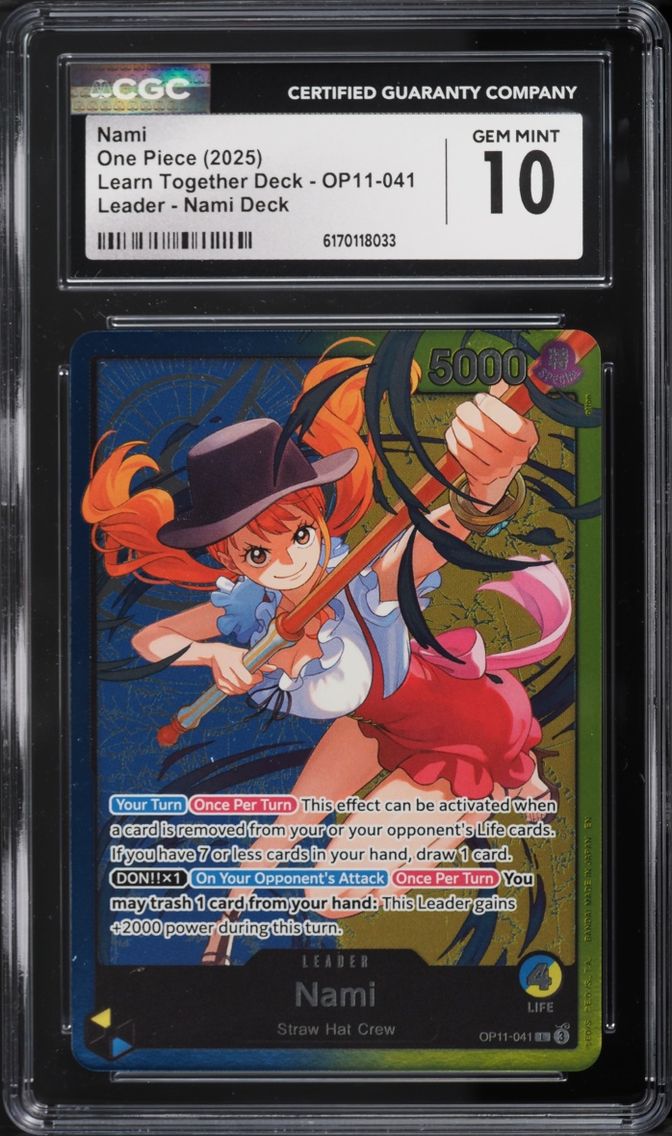 2025 One Piece Learn Together Deck Leader Nami #OP11-041 CGC 10 GEM MINT
