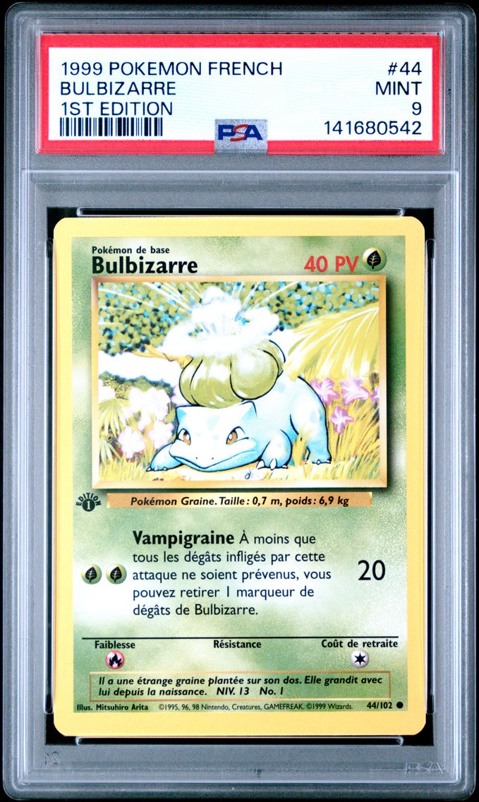 1999 #44 Bulbizarre 1st Edition PSA 9 French Pokemon