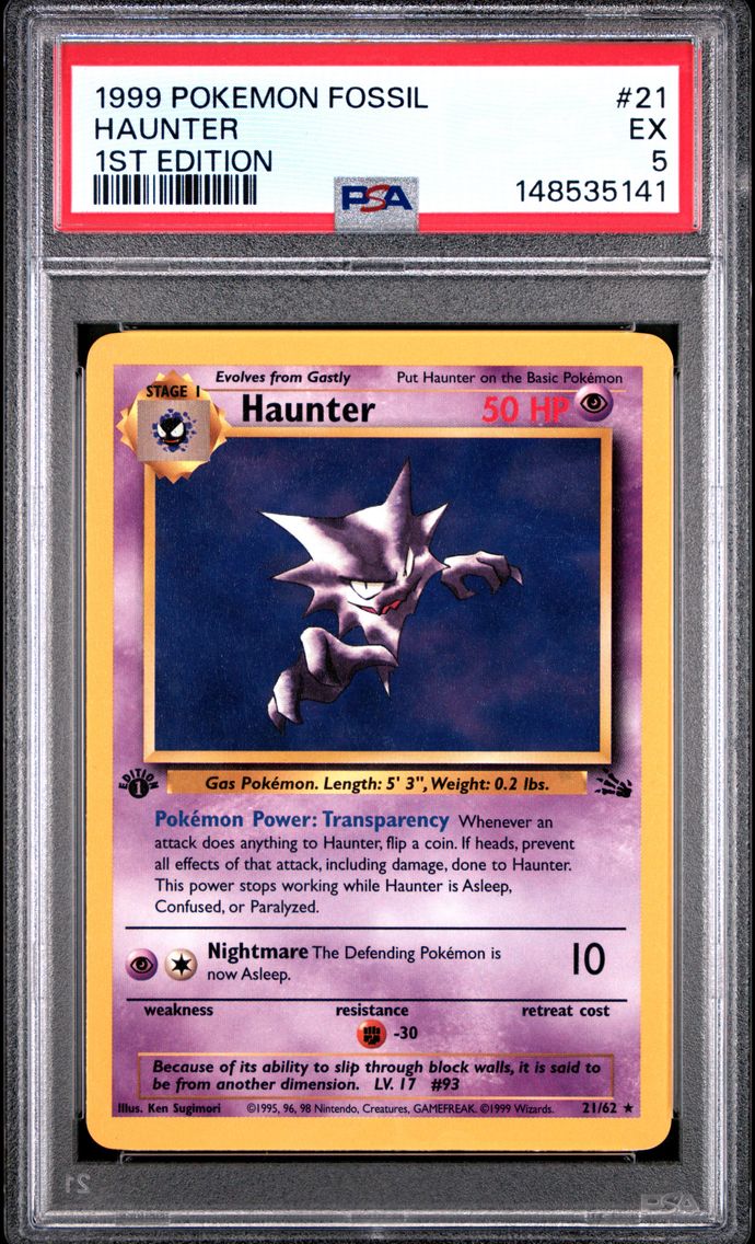 1999 #21 Haunter 1st Edition PSA 5 Fossil