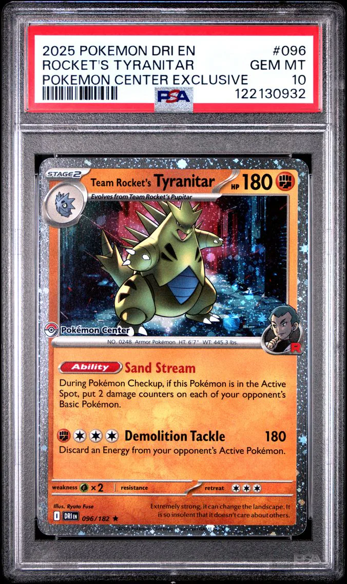 2025 #096 Team Rocket's Tyranitar PSA 10 Dri EN-Destined Rivals Pokemon