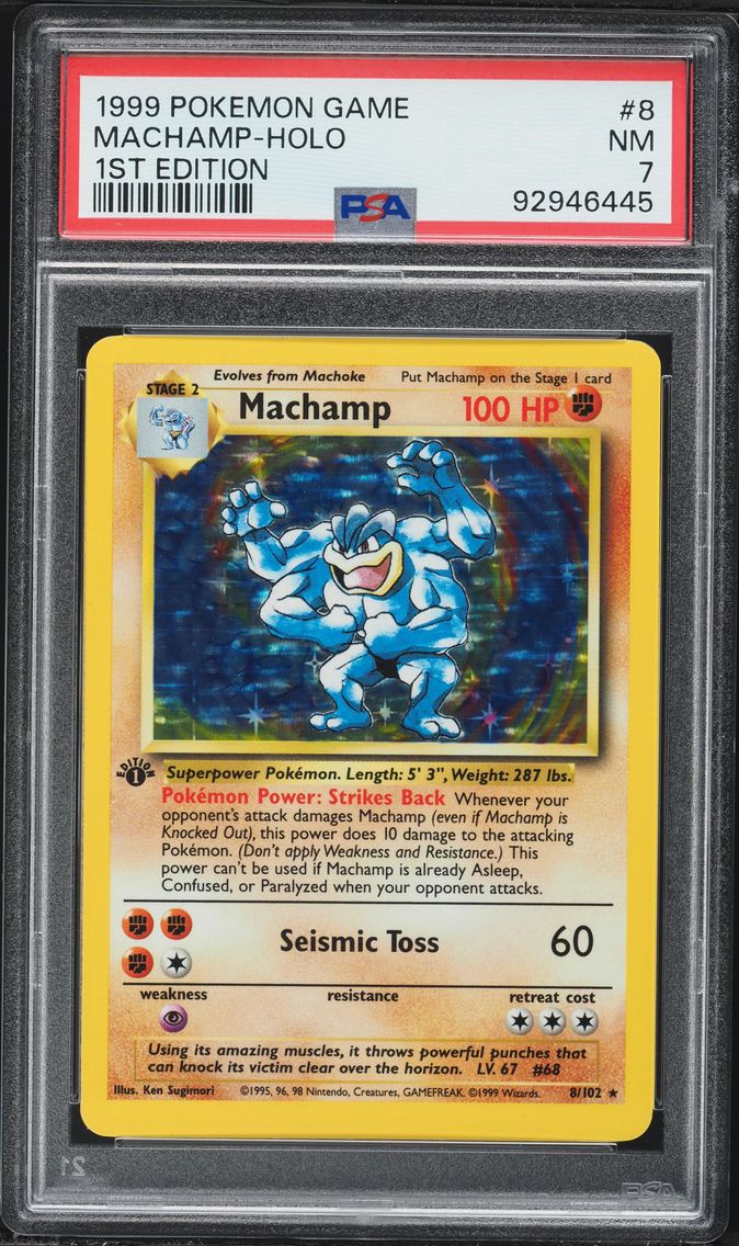 1999 #8 Machamp-Holo 1st Edition PSA 7 Game Pokemon