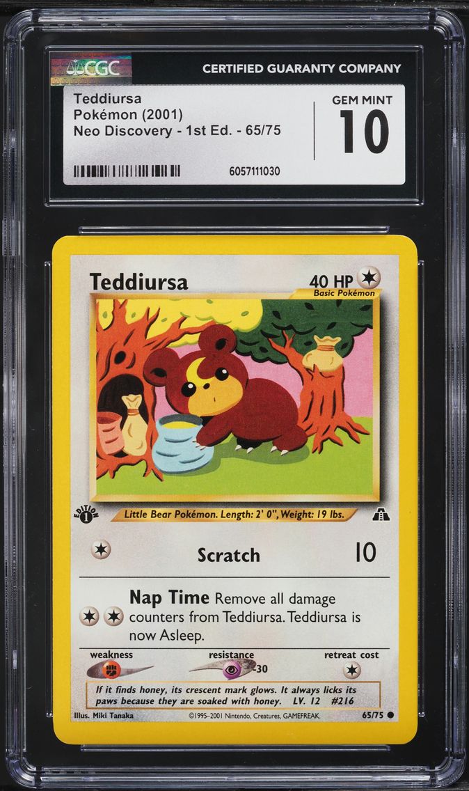2001 #65 Teddiursa CGC 10 Neo Discovery - 1st Edition - English Pokemon