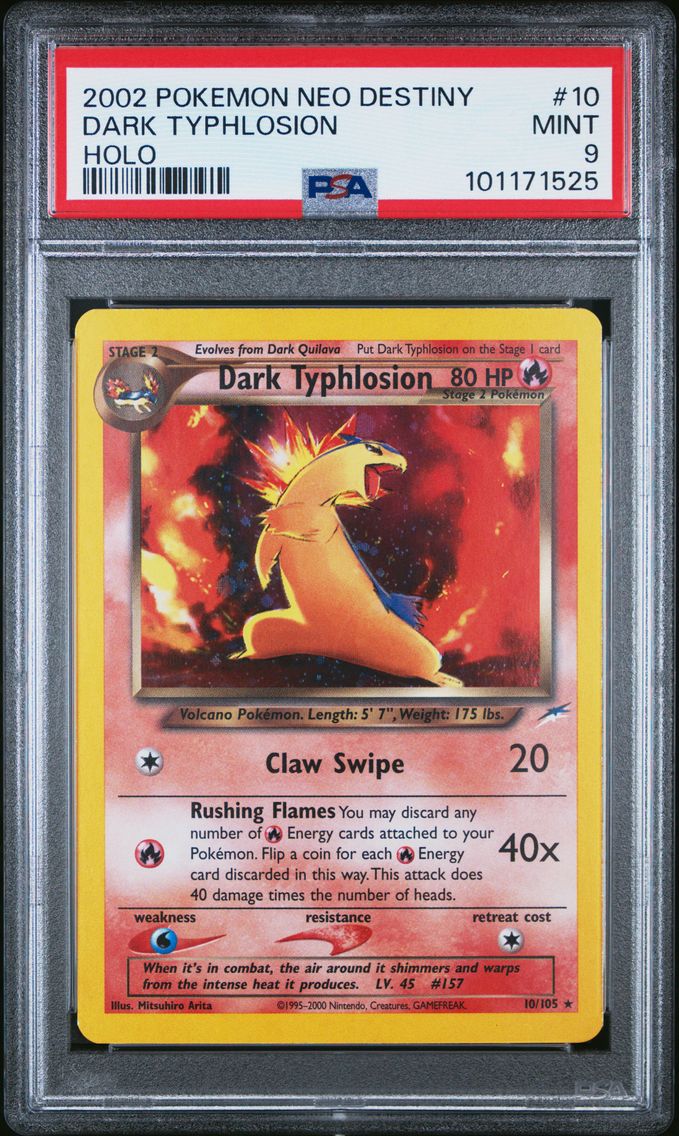 2002 #10 DARK TYPHLOSION-HOLO PSA 9 POKEMON NEO DESTINY
