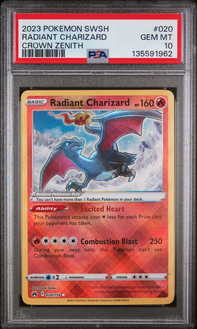 2023 #020 Radiant Charizard PSA 10 Sword and Shield Crown Zenith