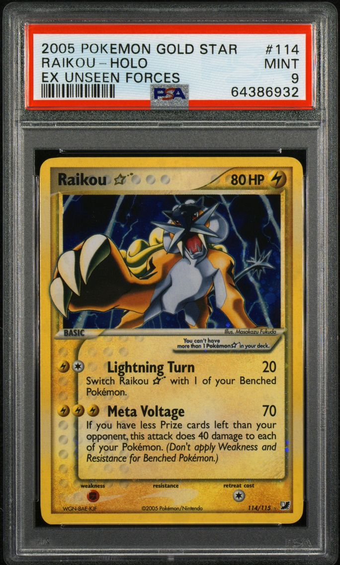 2005 #114 Raikou-Holo Gold Star PSA 9 EX Unseen Forces