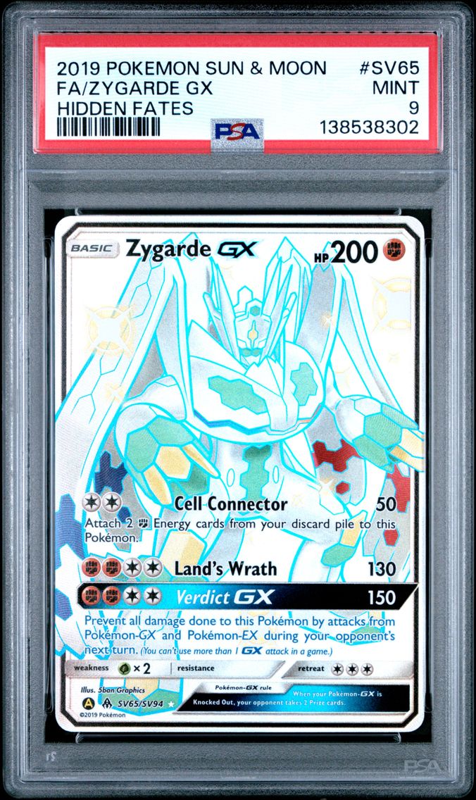 2019 #SV65 Full Art/Zygarde GX PSA 9 Sun & Moon Hidden Fates Pokemon