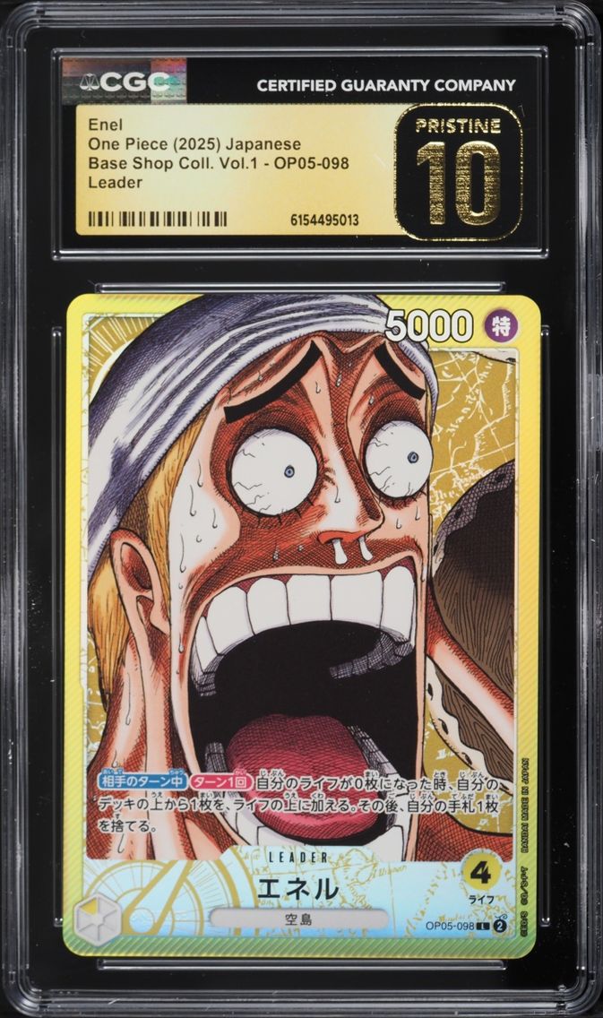 2025 One Piece Japanese Base Shop Collection Vol.1 Leader Enel #OP05-098 CGC 10 PRISTINE