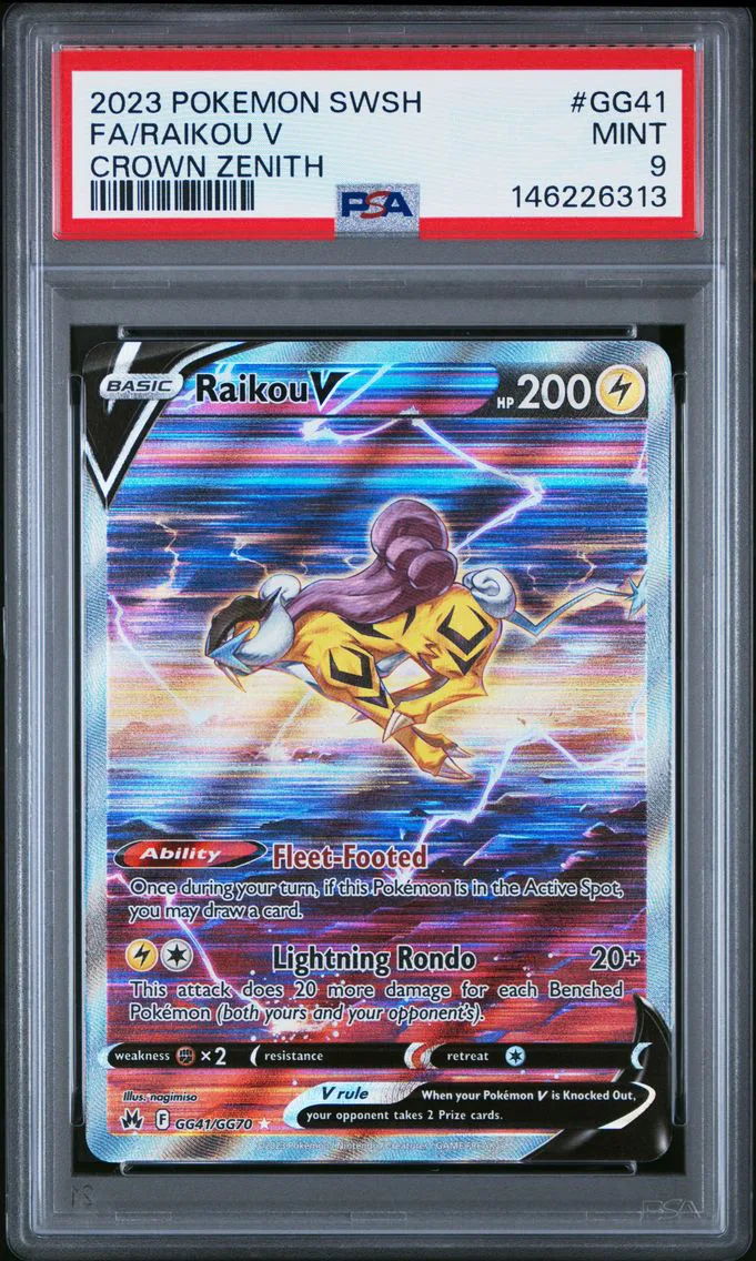 2023 #GG41 Full Art/Raikou V PSA 9 Sword and Shield Crown Zenith Pokemon