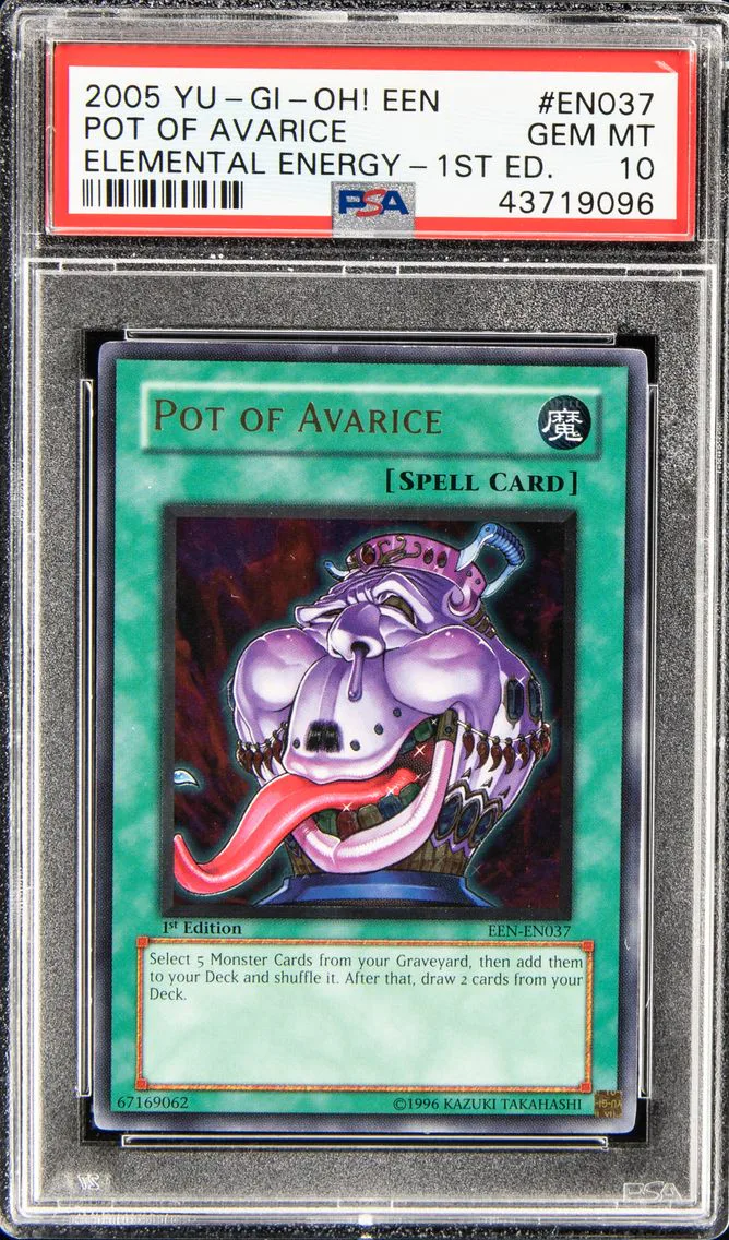 #EN037 POT OF AVARICE 2005 YU-GI-OH! ELEMENTAL ENERGY 1ST EDITION PSA 10