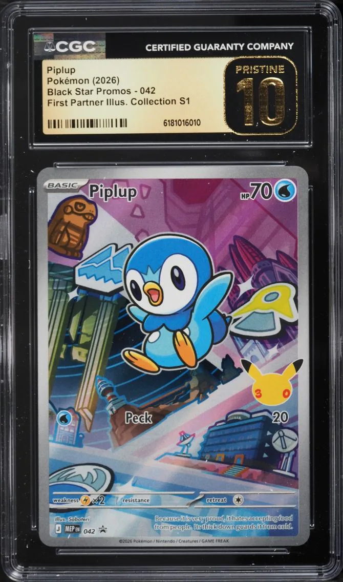 2026 Pokemon Mega Promo First Partner Illustration S1 Full Art Piplup #42 CGC 10 PRISTINE