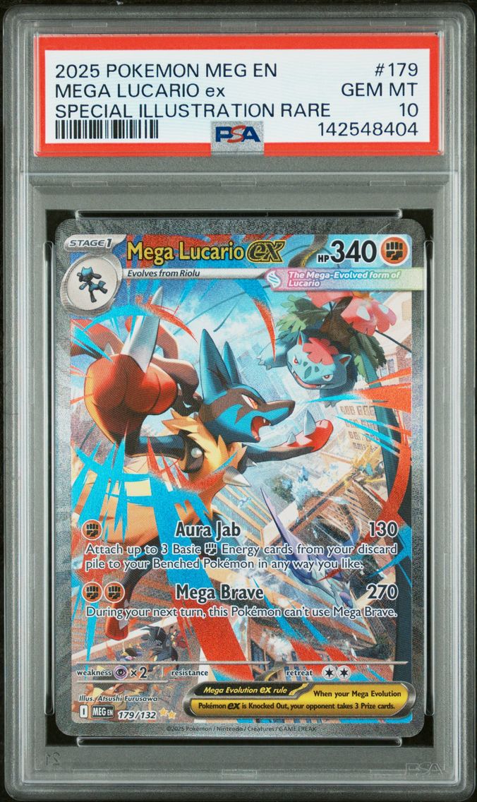 2025 #179 Mega Lucario EX PSA 10 Meg EN-Mega Evolution