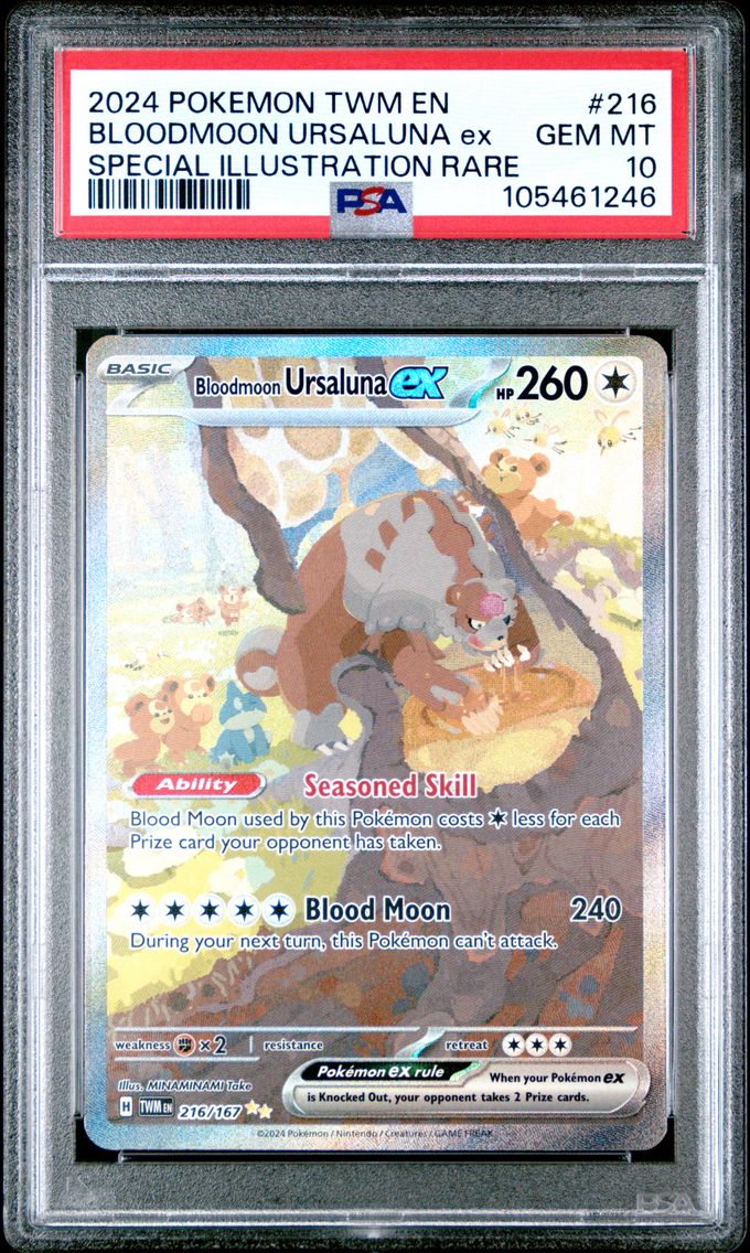 2024 #216 Bloodmoon Ursaluna EX PSA 10 Twm EN-Twilight Masquerade Pokemon