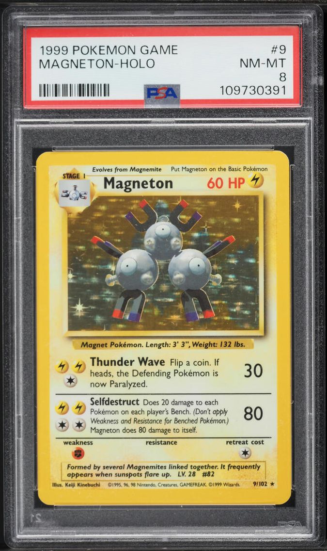 1999 #9 Magneton-Holo PSA 8 Pokemon Base Set Holo Magneton