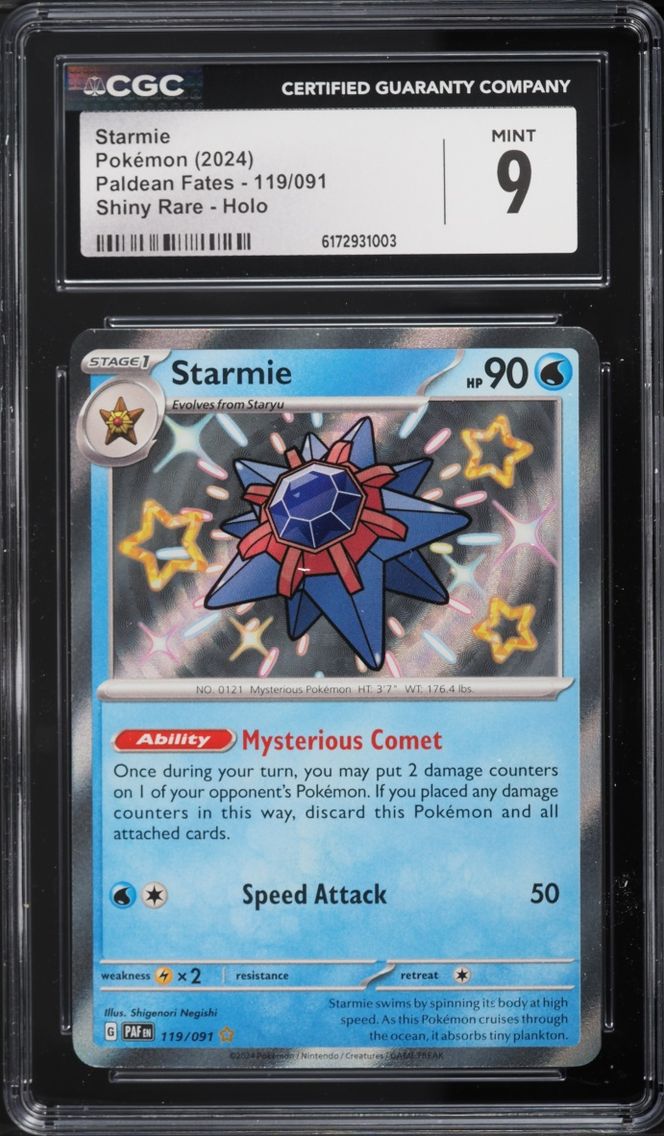 2024 Pokemon Scarlet & Violet Paldean Fates Shiny Starmie #119 CGC 9 MINT