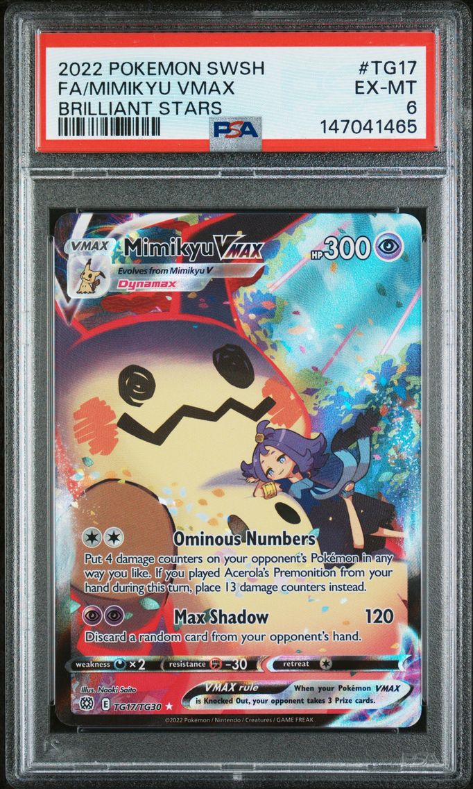 2022 #TG17 Full Art/Mimikyu Vmax PSA 6 Sword & Shield Brilliant Stars