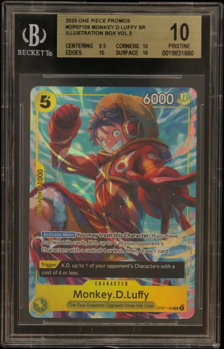 2025 #OP07109 Monkey.D.Luffy SR/(Illustration Box Vol.3) BGS 10 One Piece Card Game Promos