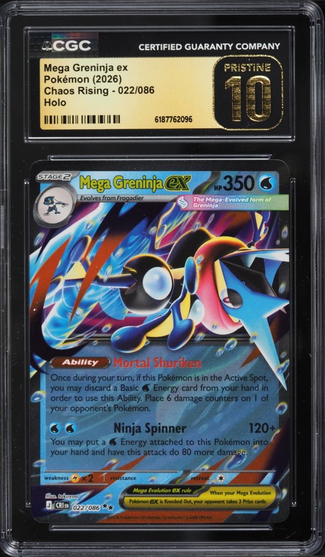 2026 #22 Mega Greninja ex CGC 10 Pokemon Mega Evolution Chaos Rising Holo