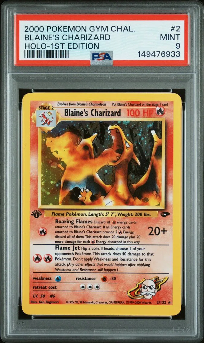 2000 #2 Blaine's Charizard Holo-1st Edition PSA 9 Gym Challenge Pokemon