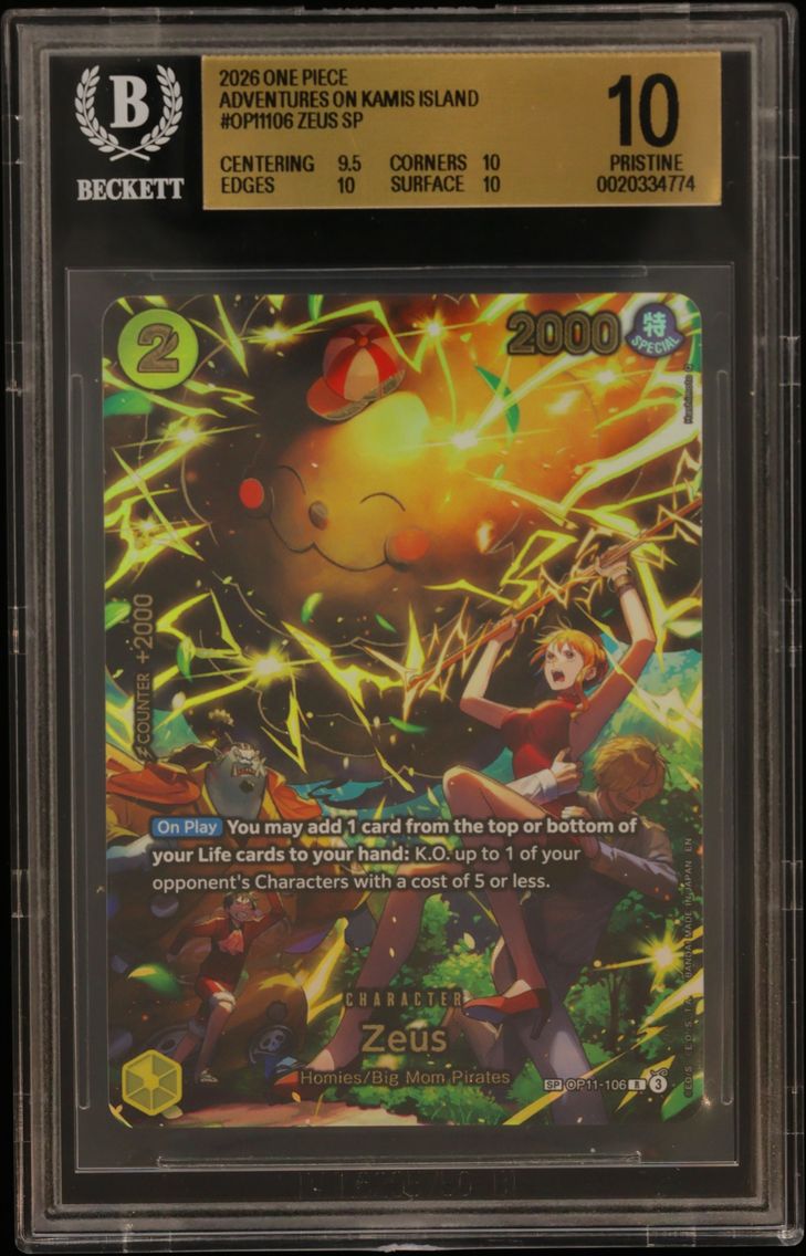 2026 #OP11106 Zeus SP BGS 10 One Piece Card Game Adventures on KAMI's Island