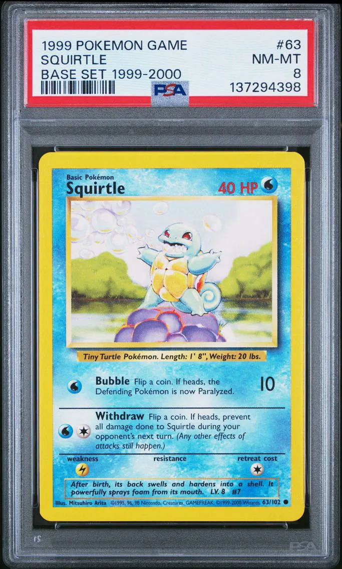 1999 #63 Squirtle PSA 8 Game Pokemon