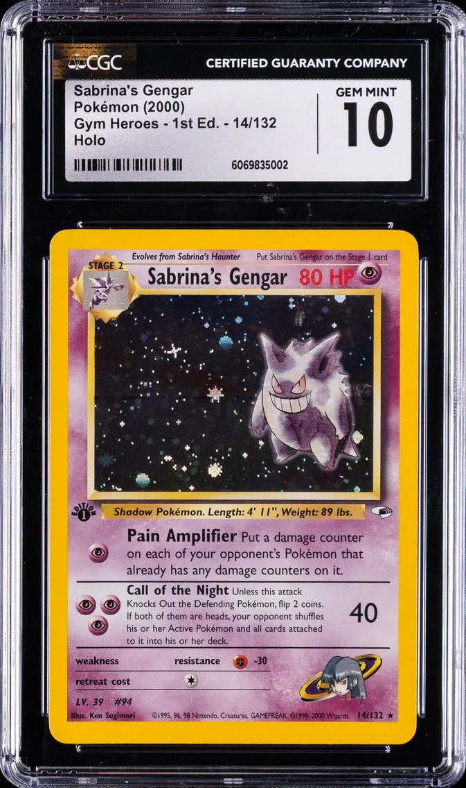 2000 #14 Sabrina's Gengar Holo-1st Edition CGC 10 Gym Heroes Pokemon