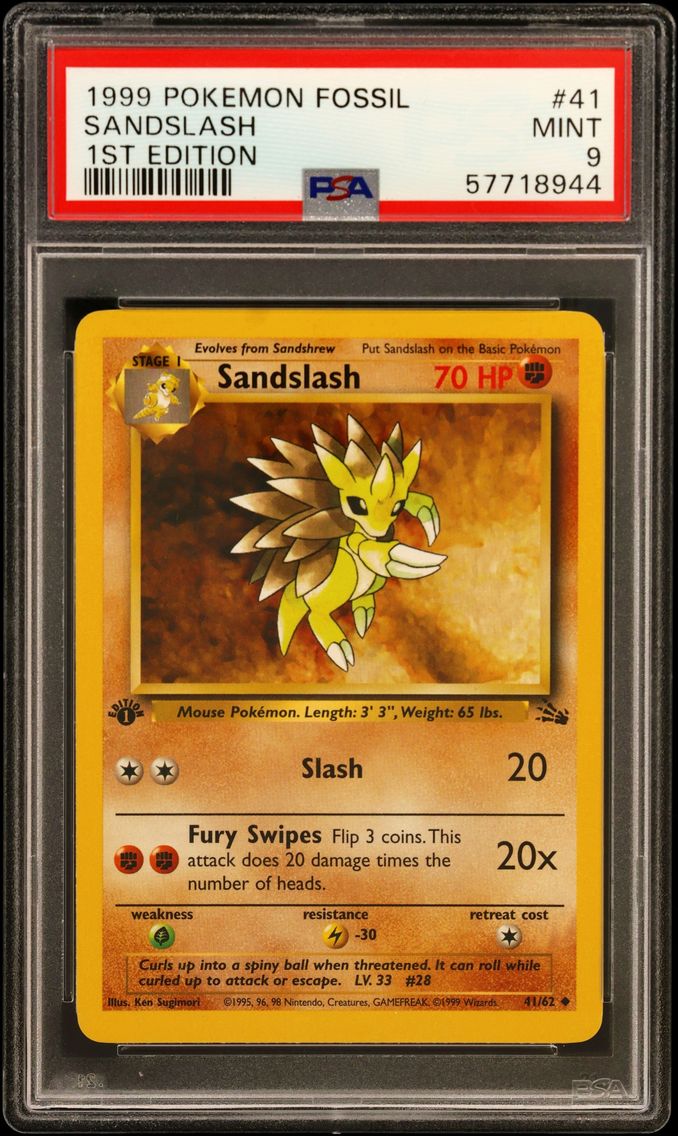 1999 #41 Sandslash 1st Edition PSA 9 Fossil