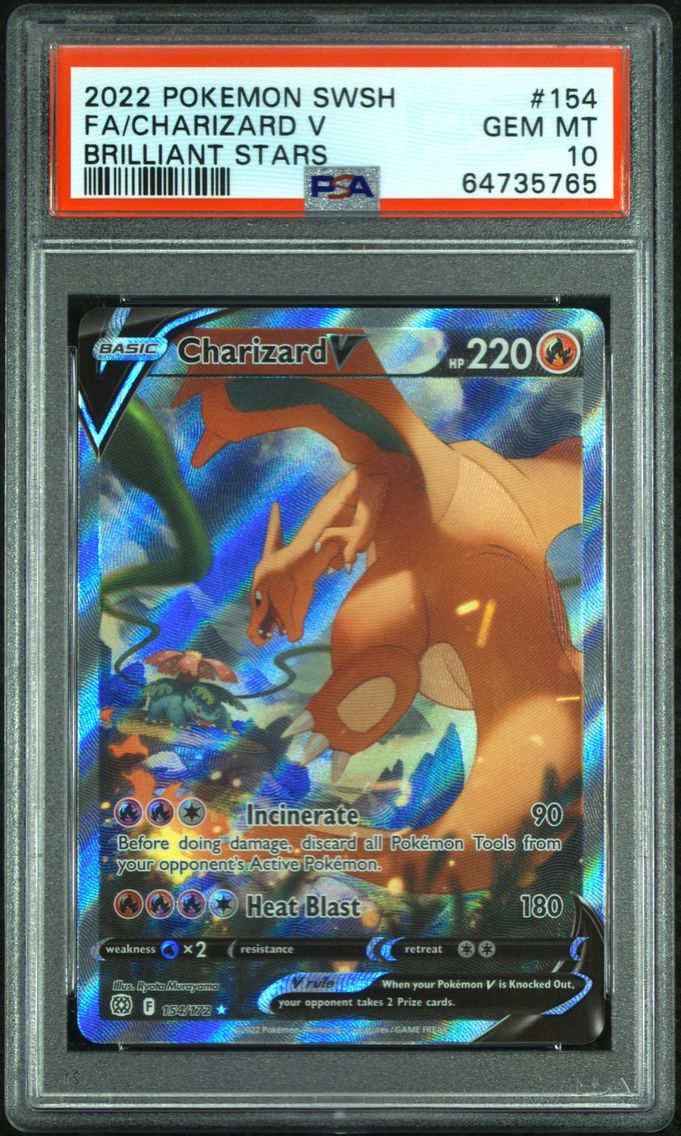 2022 #154 Full Art/Charizard V PSA 10 Sword & Shield Brilliant Stars Pokemon