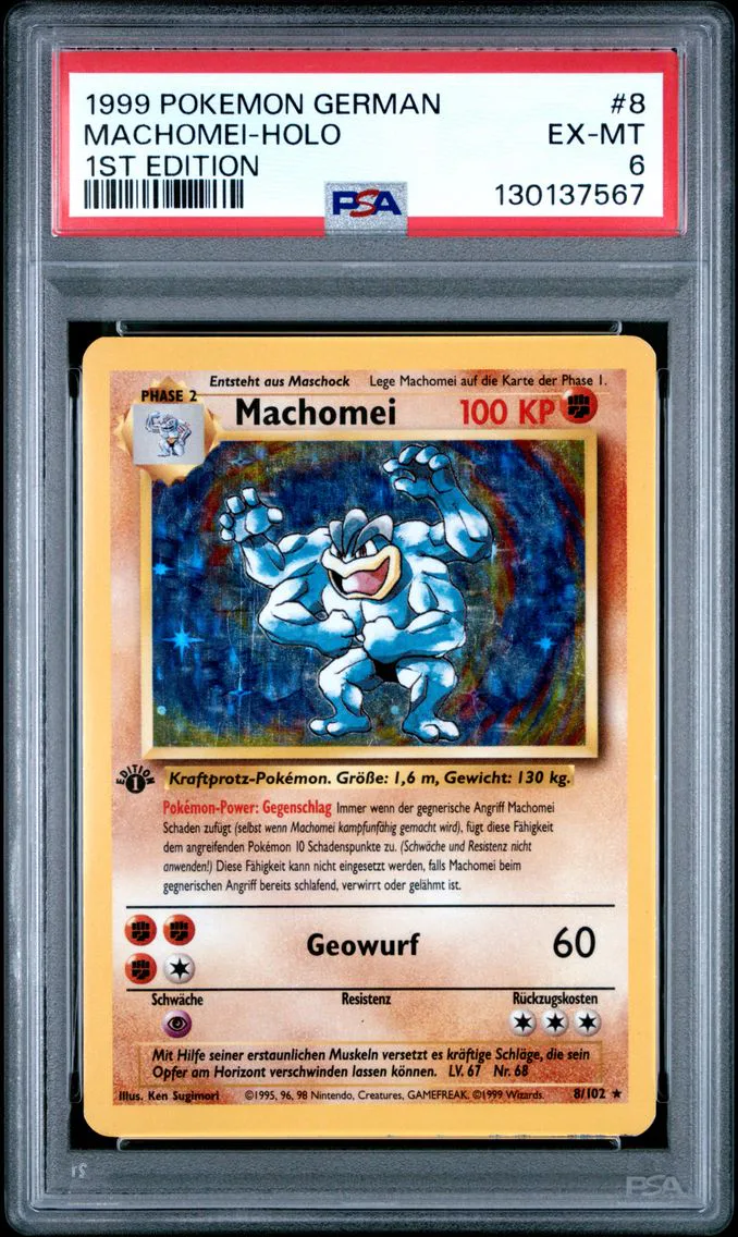 1999 #8 Machomei-Holo 1st Edition PSA 6 German Pokemon