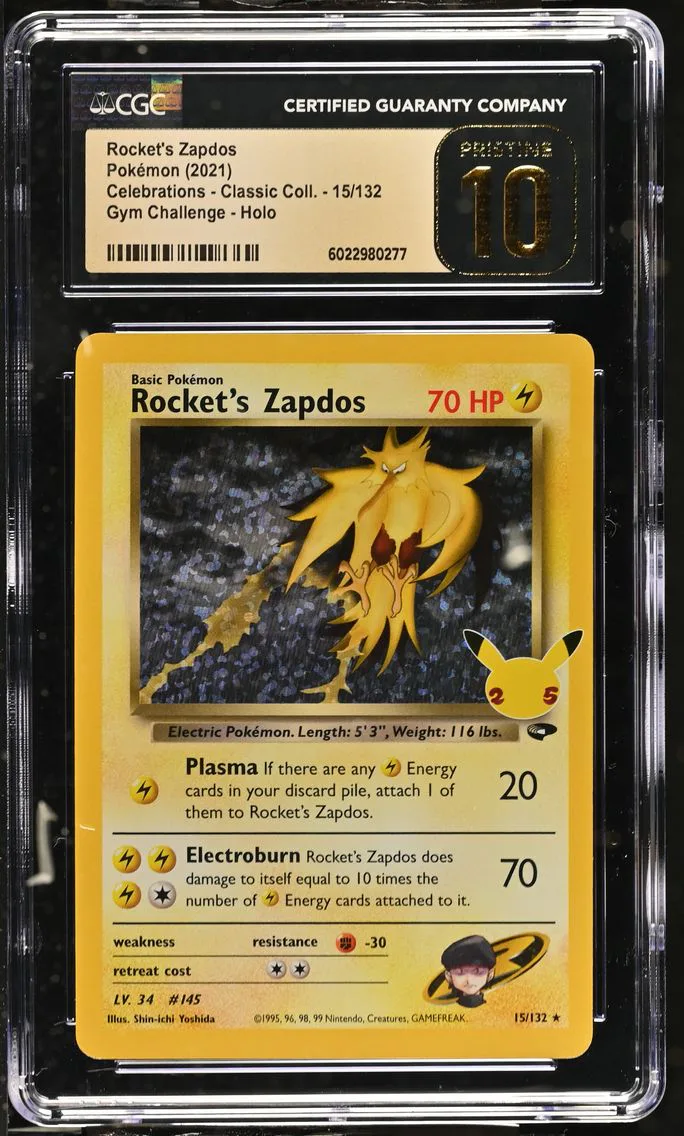 2021 #15 Rocket's Zapdos CGC 10 Pristine Celebrations - Classic Collection - English