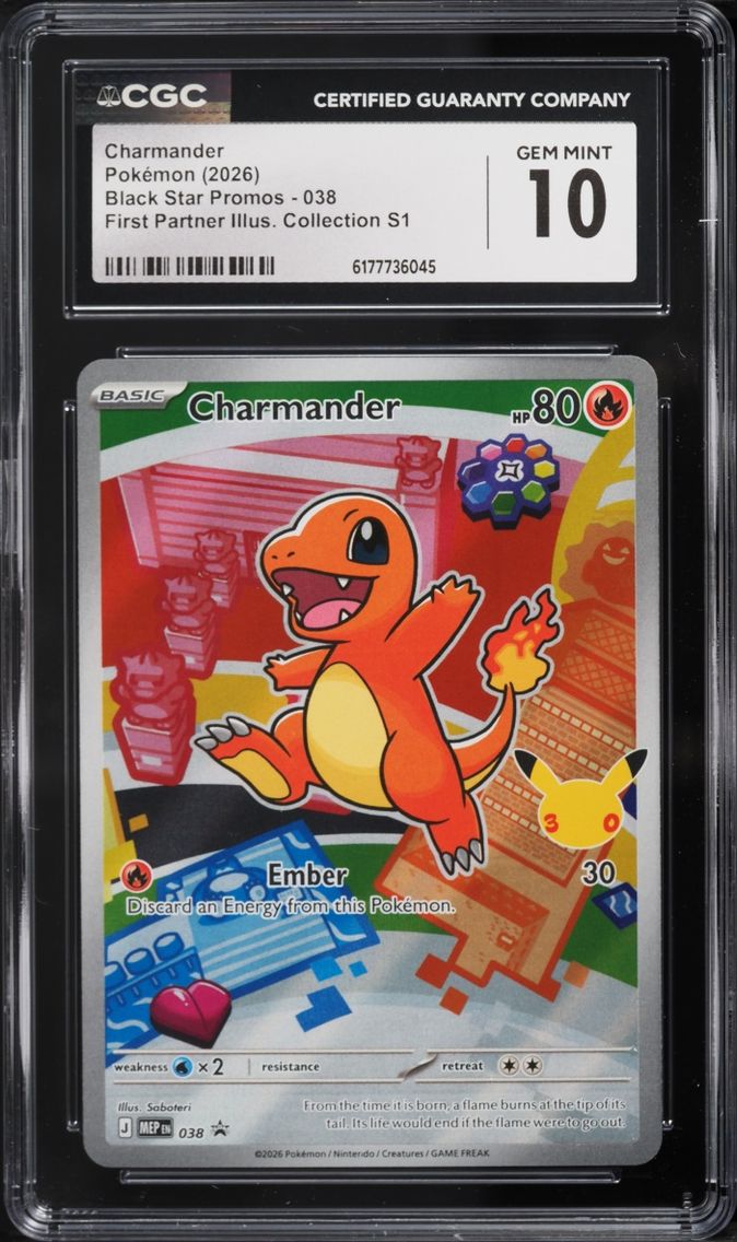 2026 Pokemon Mega Evolution Promo First Partner Illustration S1 Full Art Charmander #38 CGC 10