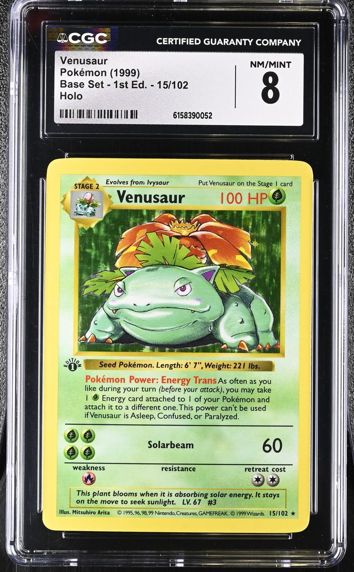 1999 #15 Venusaur CGC 8 Base Set - 1st Edition - English