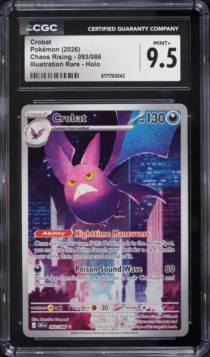 2026 Pokemon Mega Evolution Chaos Rising IR Crobat #093 CGC 9.5 MINT+