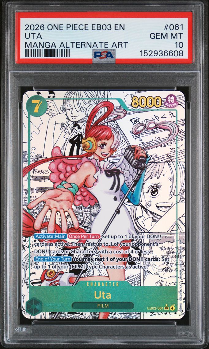 2026 #061 Uta PSA 10 One Piece EB03-Extra Booster -One Piece Heroines Edition-
