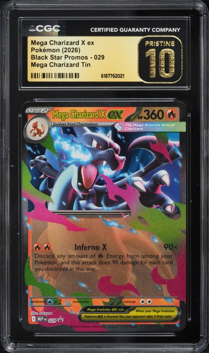 2026 #29 Mega Charizard X Ex CGC 10 Pokemon Mega Evolution Promo Tin