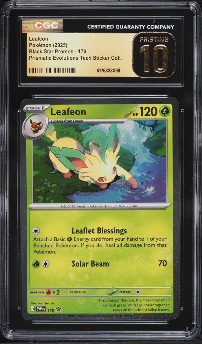 2025 Pokemon SV Promo Prismatic Evolutions Tech Sticker Leafeon #170 CGC 10 PRISTINE