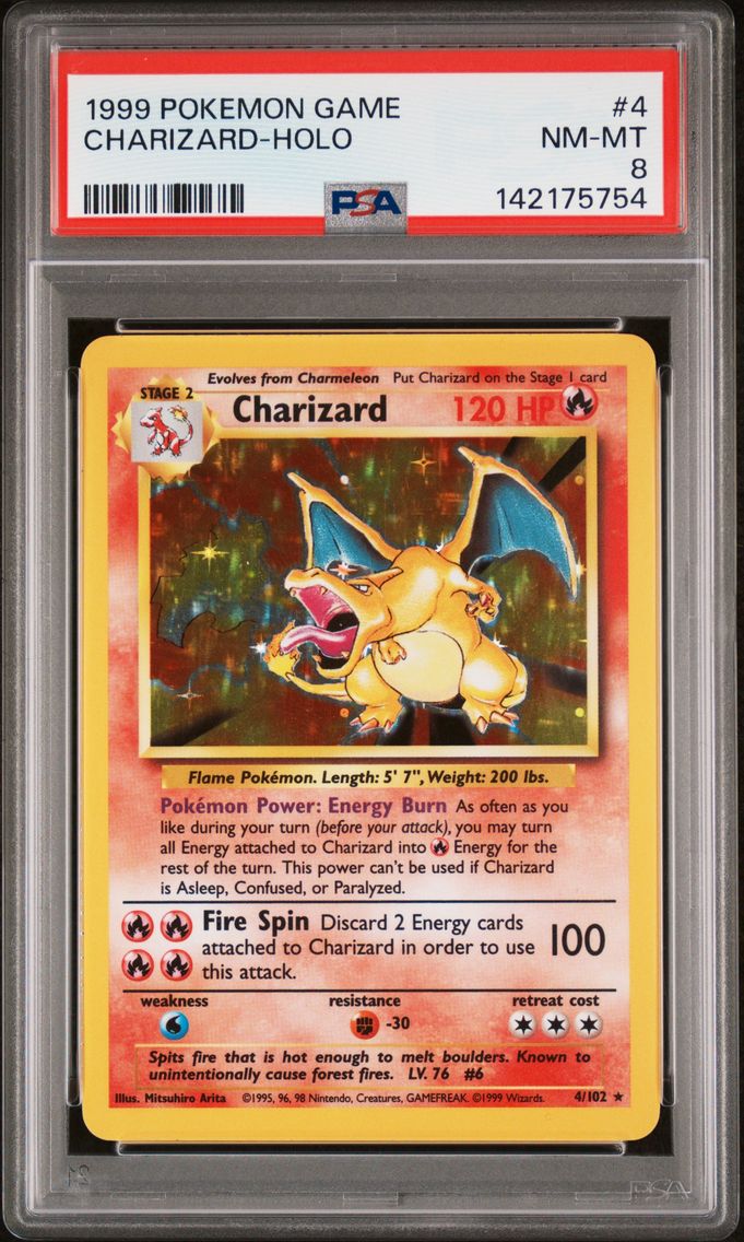 1999 #4 Charizard-Holo PSA 8 Game