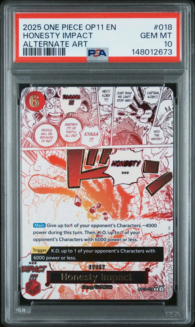 2025 #018 Honesty Impact PSA 10 One Piece OP11-A Fist of Divine Speed