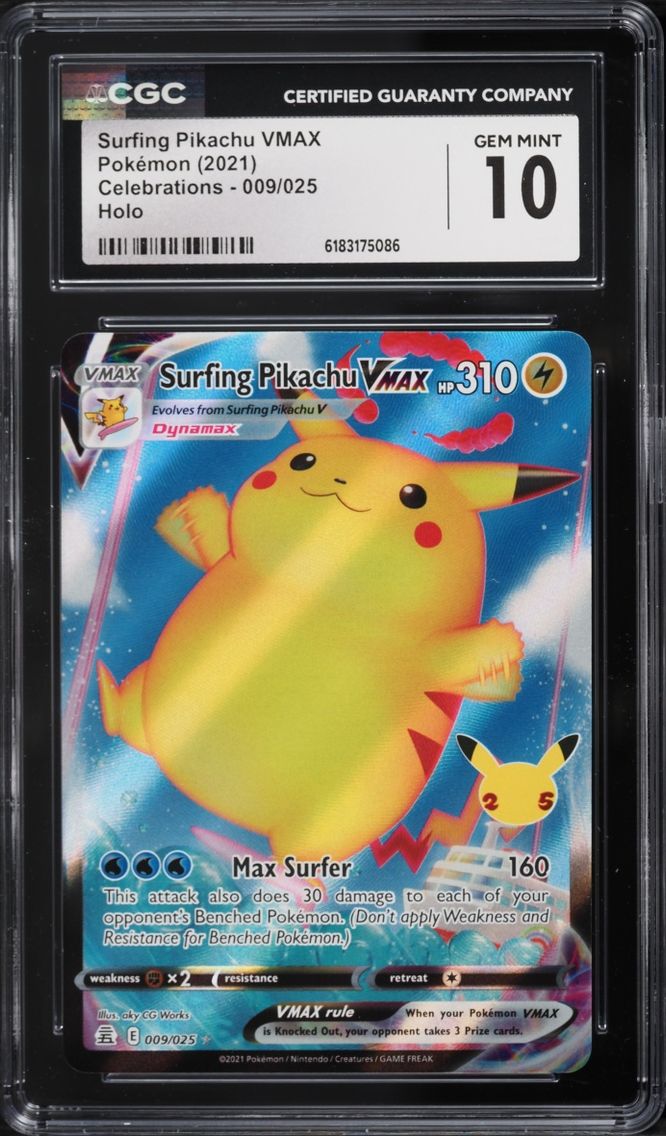 2021 #9 Surfing Pikachu VMAX CGC 10 Pokemon Sword & Shield Celebrations Full Art