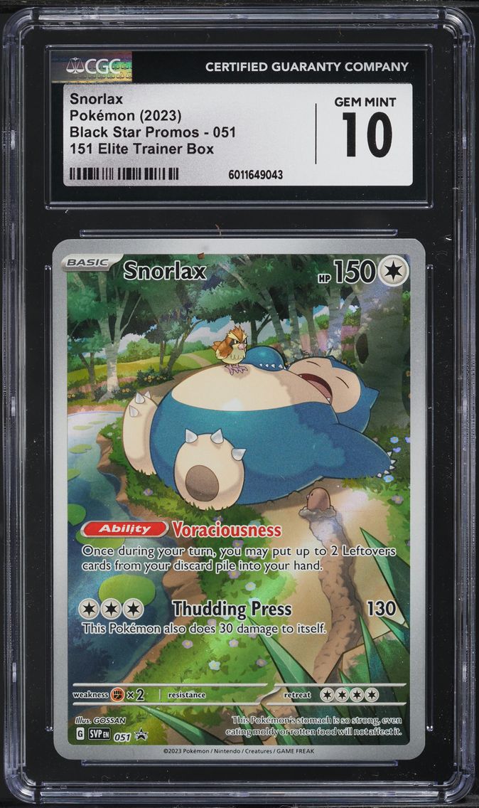 2023 #51 SV 151 BLACK STAR PROMO ETB SNORLAX CGC 10 POKEMON