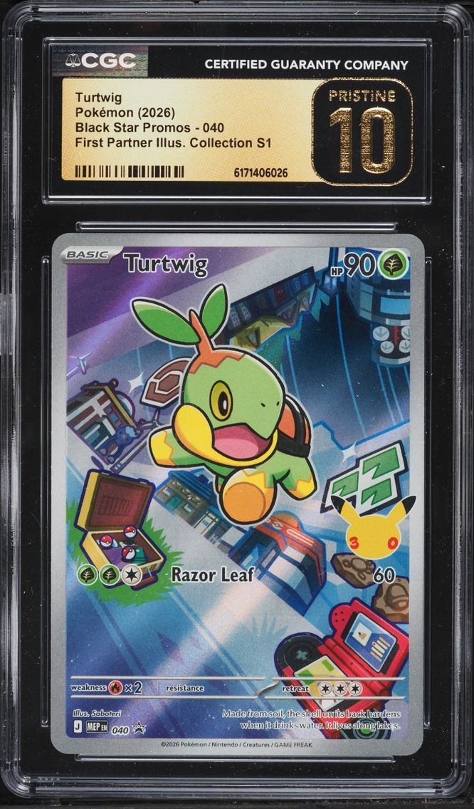 2026 Pokemon Mega Promo First Partner Illustration S1 Full Art Turtwig #40 CGC 10 PRISTINE
