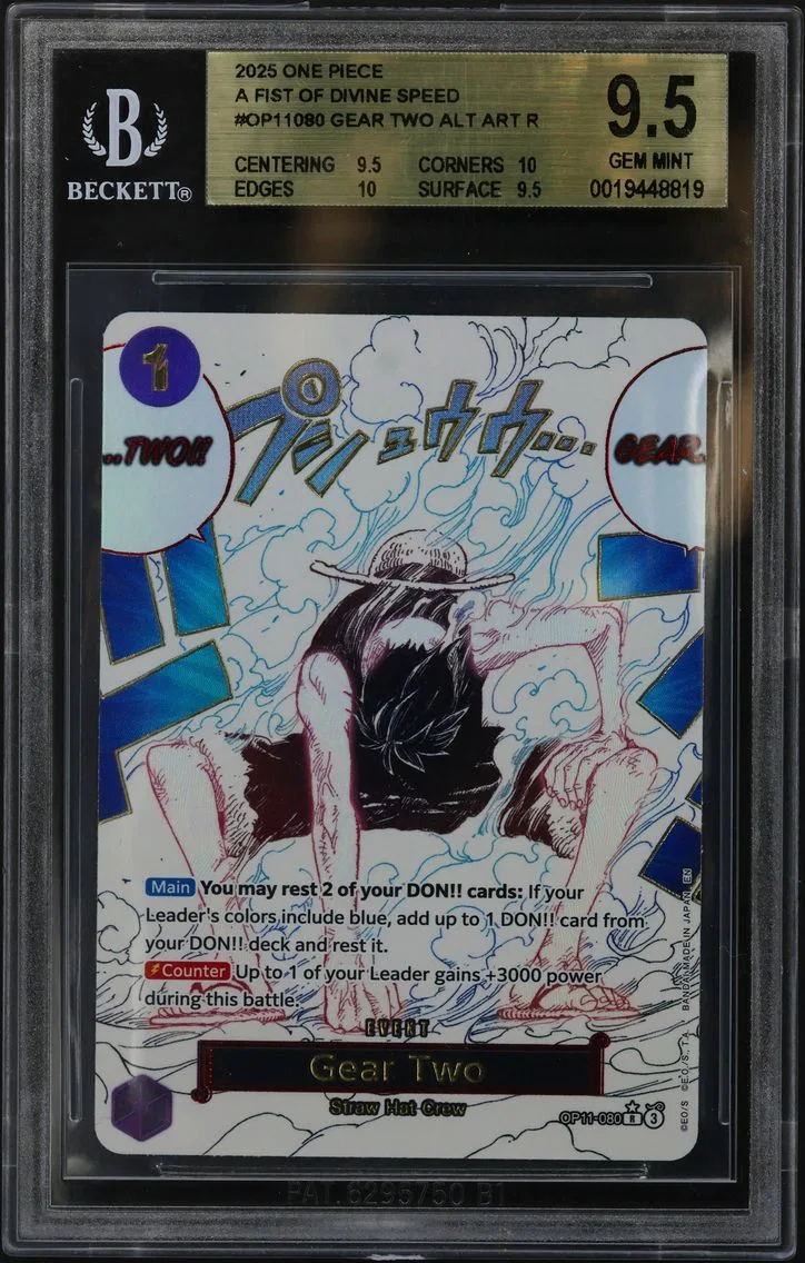 2025 #OP11080 Gear Two ALT ART R BGS 9.5 One Piece Card Game A Fist of Divine Speed