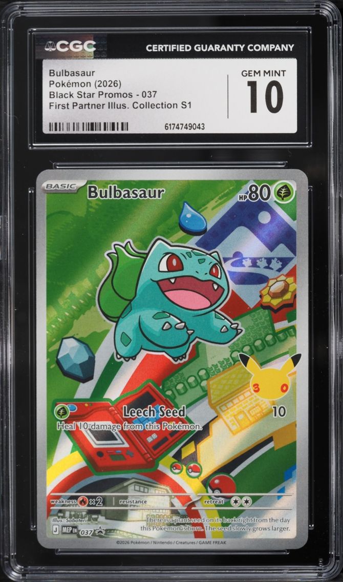 2026 #37 Bulbasaur CGC 10 Pokemon Mega Evolution Promo First Partner Illustration Full Art