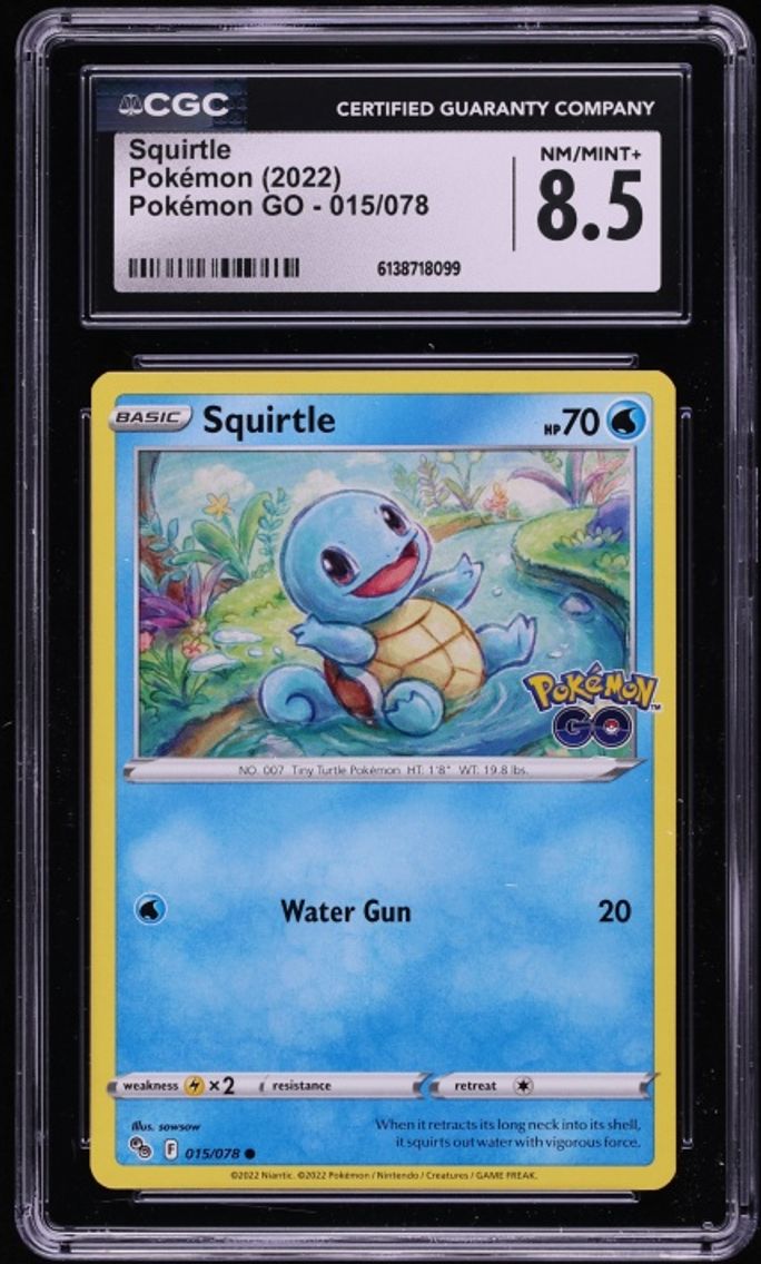 2022 Pokemon Sword & Shield Pokemon GO Squirtle #15 CGC 8.5 NM-MT+