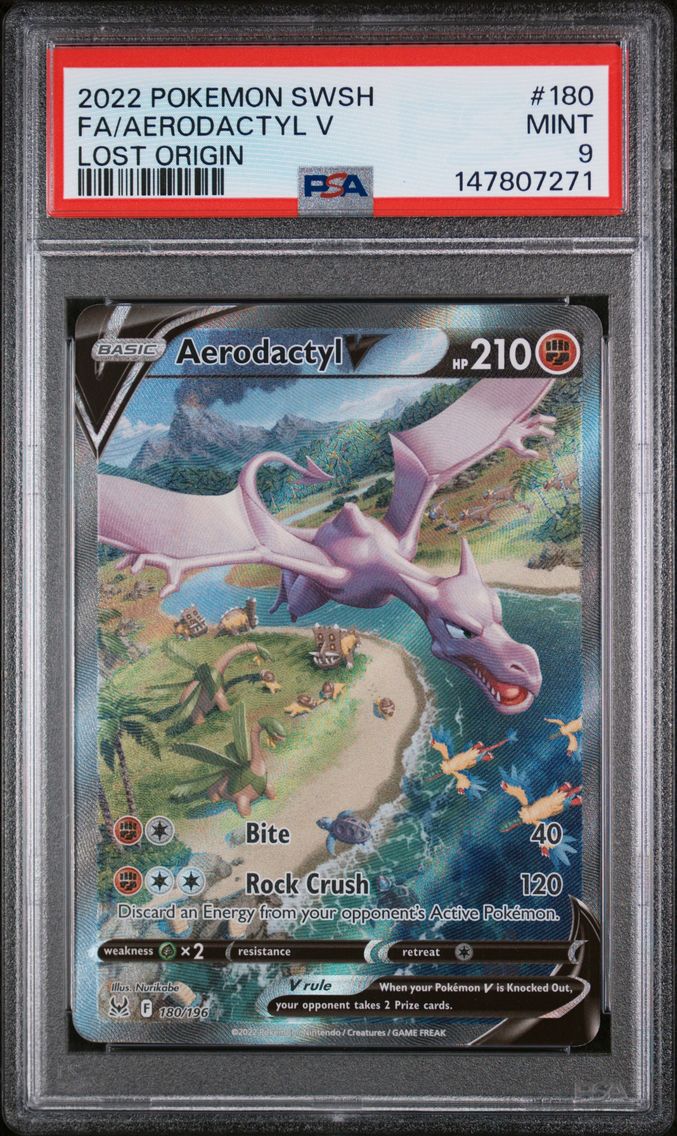 2022 #180 Full Art/Aerodactyl V PSA 9 Sword & Shield Lost Origin
