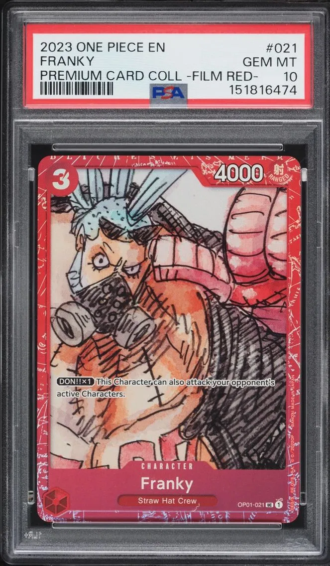 2023 #OP01-021 Franky PSA 10 One Piece Premium Card Collection Film Red