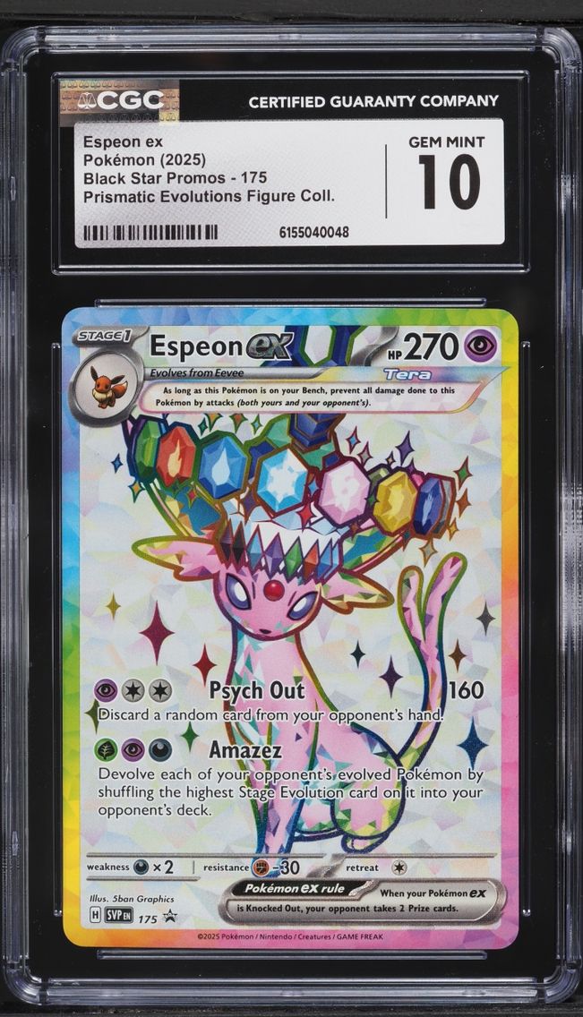 2025 #175 Espeon ex CGC 10 Pokemon Scarlet & Violet Promo Prismatic Evolutions Figure Full Art