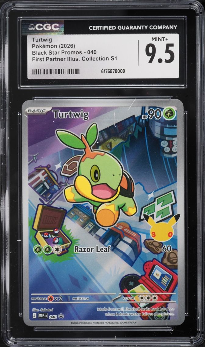 2026 Pokemon Mega Promo First Partner Illustration S1 Full Art Turtwig #40 CGC 9.5 MINT+