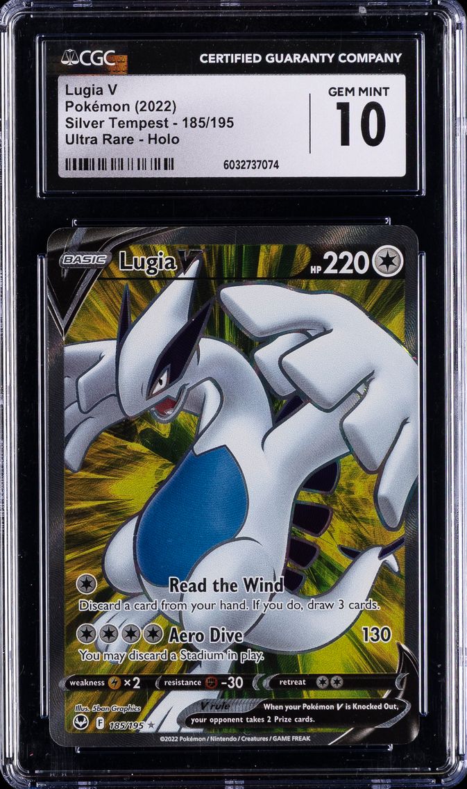 2022 #185 Full Art/Lugia V CGC 10 Sword & Shield Silver Tempest Pokemon